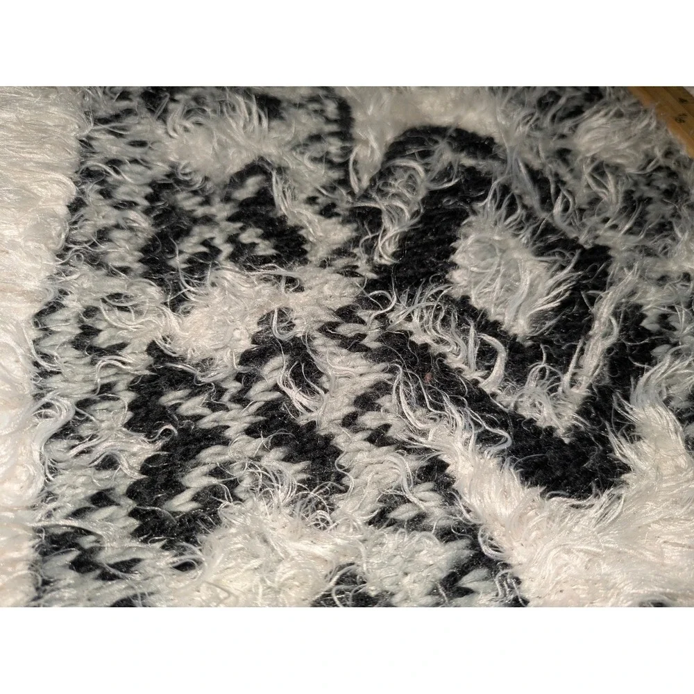 ExpressFaux Fur Knit Infinity Scarf Ivory Black‎ Cozy Winter Neck Warmer OS